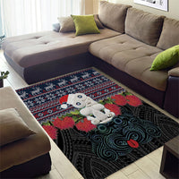 New Zealand Hei Tiki Christmas In July Area Rug Pohutukawa Santa Xmas Polynesian Pattern LT22 - Polynesian Pride