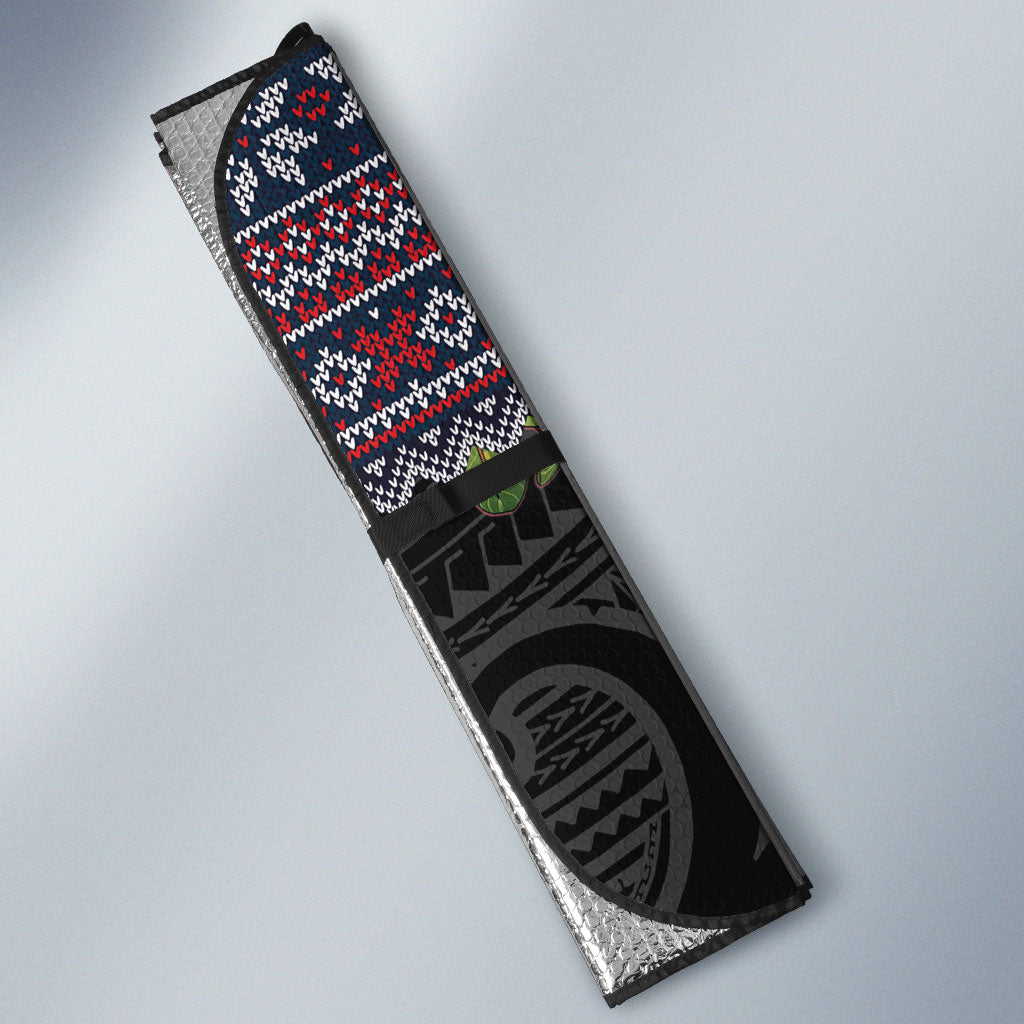 New Zealand Hei Tiki Christmas In July Auto Sun Shade Pohutukawa Santa Xmas Polynesian Pattern LT22 - Polynesian Pride