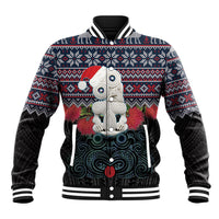 New Zealand Hei Tiki Christmas In July Baseball Jacket Pohutukawa Santa Xmas Polynesian Pattern LT22 Unisex Black - Polynesian Pride
