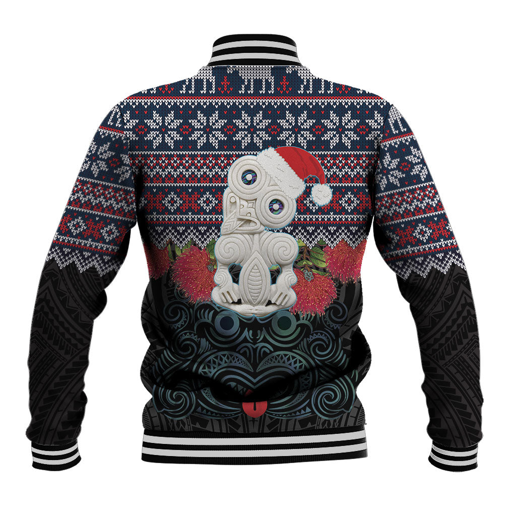 New Zealand Hei Tiki Christmas In July Baseball Jacket Pohutukawa Santa Xmas Polynesian Pattern LT22 - Polynesian Pride