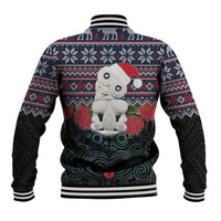 New Zealand Hei Tiki Christmas In July Baseball Jacket Pohutukawa Santa Xmas Polynesian Pattern LT22 - Polynesian Pride