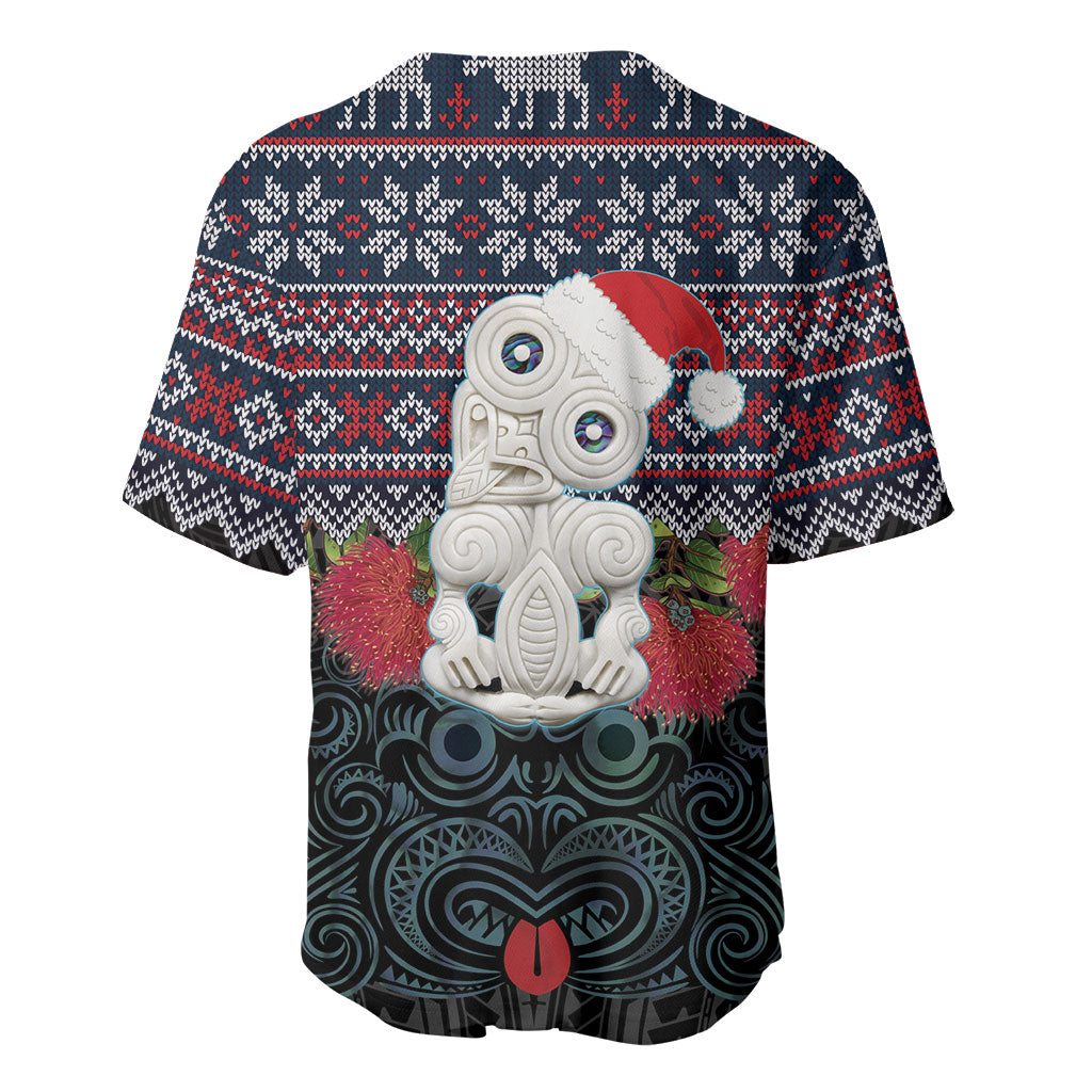 New Zealand Hei Tiki Christmas In July Baseball Jersey Pohutukawa Santa Xmas Polynesian Pattern LT22 - Polynesian Pride