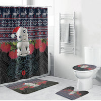 New Zealand Hei Tiki Christmas In July Bathroom Set Pohutukawa Santa Xmas Polynesian Pattern LT22 Bathroom Set (4 pcs) Black - Polynesian Pride