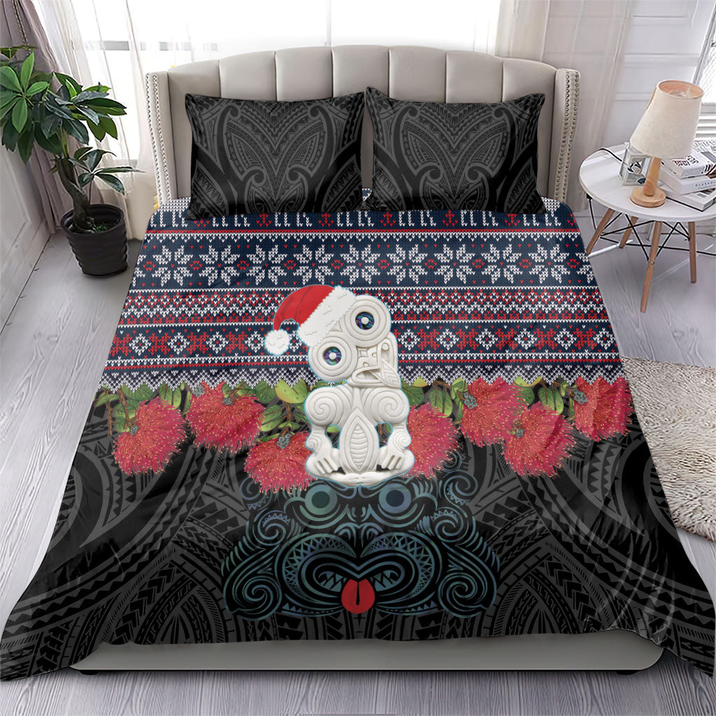 New Zealand Hei Tiki Christmas In July Bedding Set Pohutukawa Santa Xmas Polynesian Pattern LT22 - Polynesian Pride