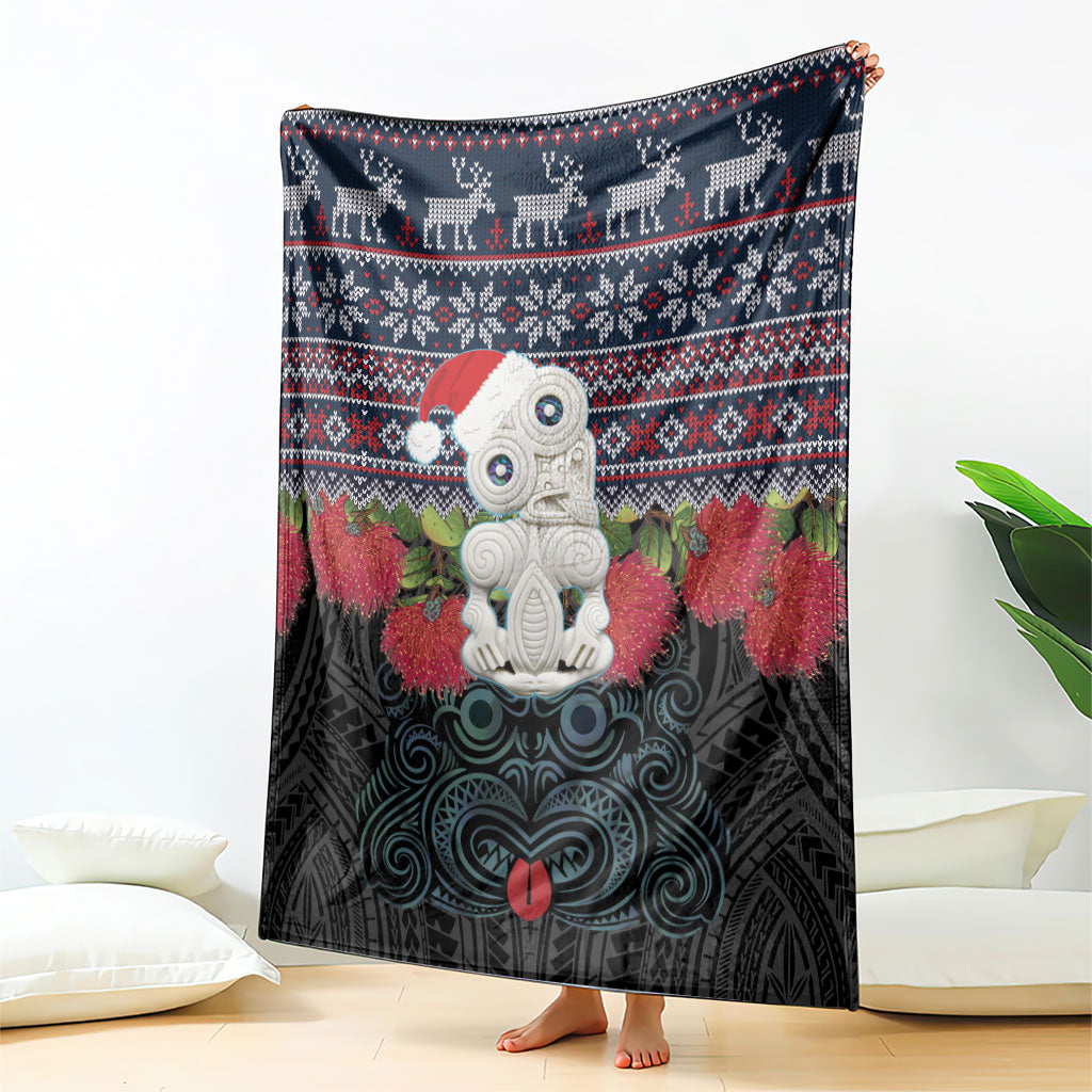 New Zealand Hei Tiki Christmas In July Blanket Pohutukawa Santa Xmas Polynesian Pattern LT22 - Polynesian Pride