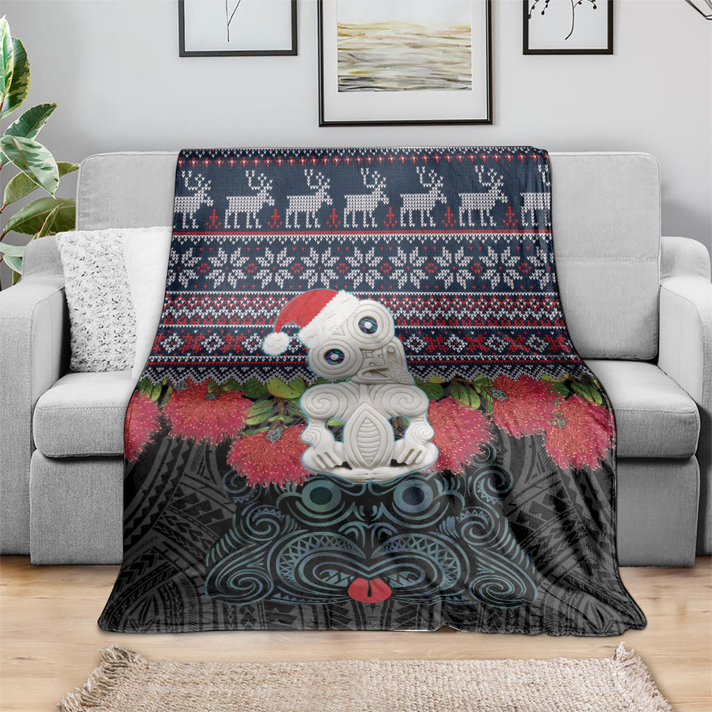 New Zealand Hei Tiki Christmas In July Blanket Pohutukawa Santa Xmas Polynesian Pattern LT22 - Polynesian Pride