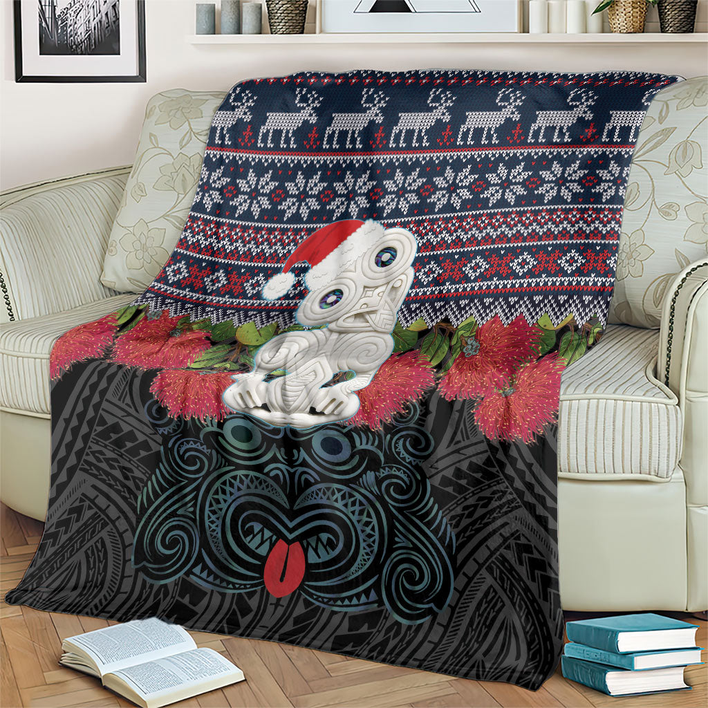 New Zealand Hei Tiki Christmas In July Blanket Pohutukawa Santa Xmas Polynesian Pattern LT22 - Polynesian Pride