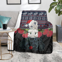 New Zealand Hei Tiki Christmas In July Blanket Pohutukawa Santa Xmas Polynesian Pattern LT22 - Polynesian Pride