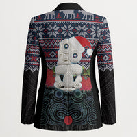 New Zealand Hei Tiki Christmas In July Blazer Pohutukawa Santa Xmas Polynesian Pattern LT22 - Polynesian Pride