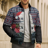 New Zealand Hei Tiki Christmas In July Bomber Puffer Jacket Pohutukawa Santa Xmas Polynesian Pattern LT22 - Polynesian Pride
