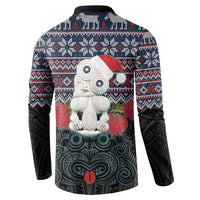 New Zealand Hei Tiki Christmas In July Button Sweatshirt Pohutukawa Santa Xmas Polynesian Pattern LT22 - Polynesian Pride
