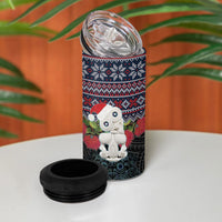 New Zealand Hei Tiki Christmas In July 4 in 1 Can Cooler Tumbler Pohutukawa Santa Xmas Polynesian Pattern LT22 - Polynesian Pride
