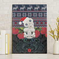 New Zealand Hei Tiki Christmas In July Canvas Wall Art Pohutukawa Santa Xmas Polynesian Pattern LT22 Without Frame Black - Polynesian Pride