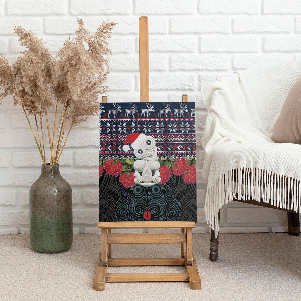 New Zealand Hei Tiki Christmas In July Canvas Wall Art Pohutukawa Santa Xmas Polynesian Pattern LT22 - Polynesian Pride