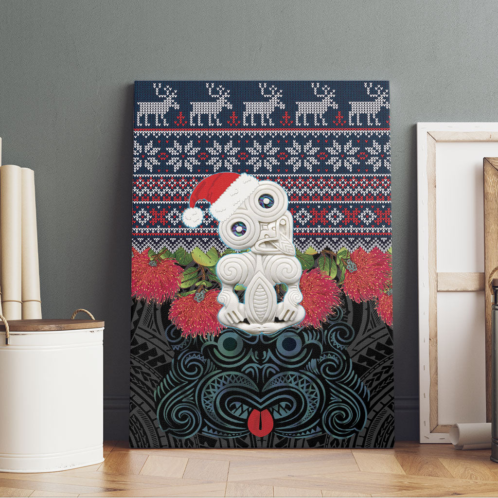 New Zealand Hei Tiki Christmas In July Canvas Wall Art Pohutukawa Santa Xmas Polynesian Pattern LT22 - Polynesian Pride