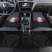 New Zealand Hei Tiki Christmas In July Car Mats Pohutukawa Santa Xmas Polynesian Pattern LT22 Set 4pcs Black - Polynesian Pride
