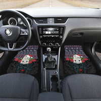 New Zealand Hei Tiki Christmas In July Car Mats Pohutukawa Santa Xmas Polynesian Pattern LT22 Set 2pcs - Front Black - Polynesian Pride