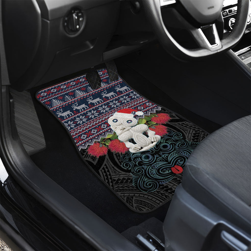 New Zealand Hei Tiki Christmas In July Car Mats Pohutukawa Santa Xmas Polynesian Pattern LT22 - Polynesian Pride