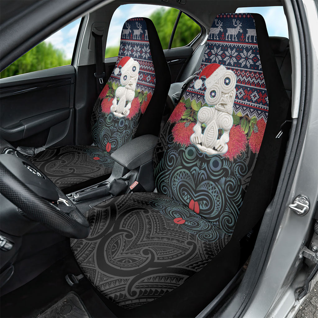 New Zealand Hei Tiki Christmas In July Car Seat Cover Pohutukawa Santa Xmas Polynesian Pattern LT22 - Polynesian Pride
