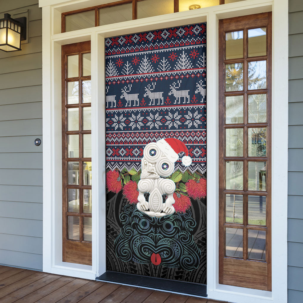 New Zealand Hei Tiki Christmas In July Door Cover Pohutukawa Santa Xmas Polynesian Pattern LT22 - Polynesian Pride