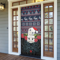 New Zealand Hei Tiki Christmas In July Door Cover Pohutukawa Santa Xmas Polynesian Pattern LT22 - Polynesian Pride