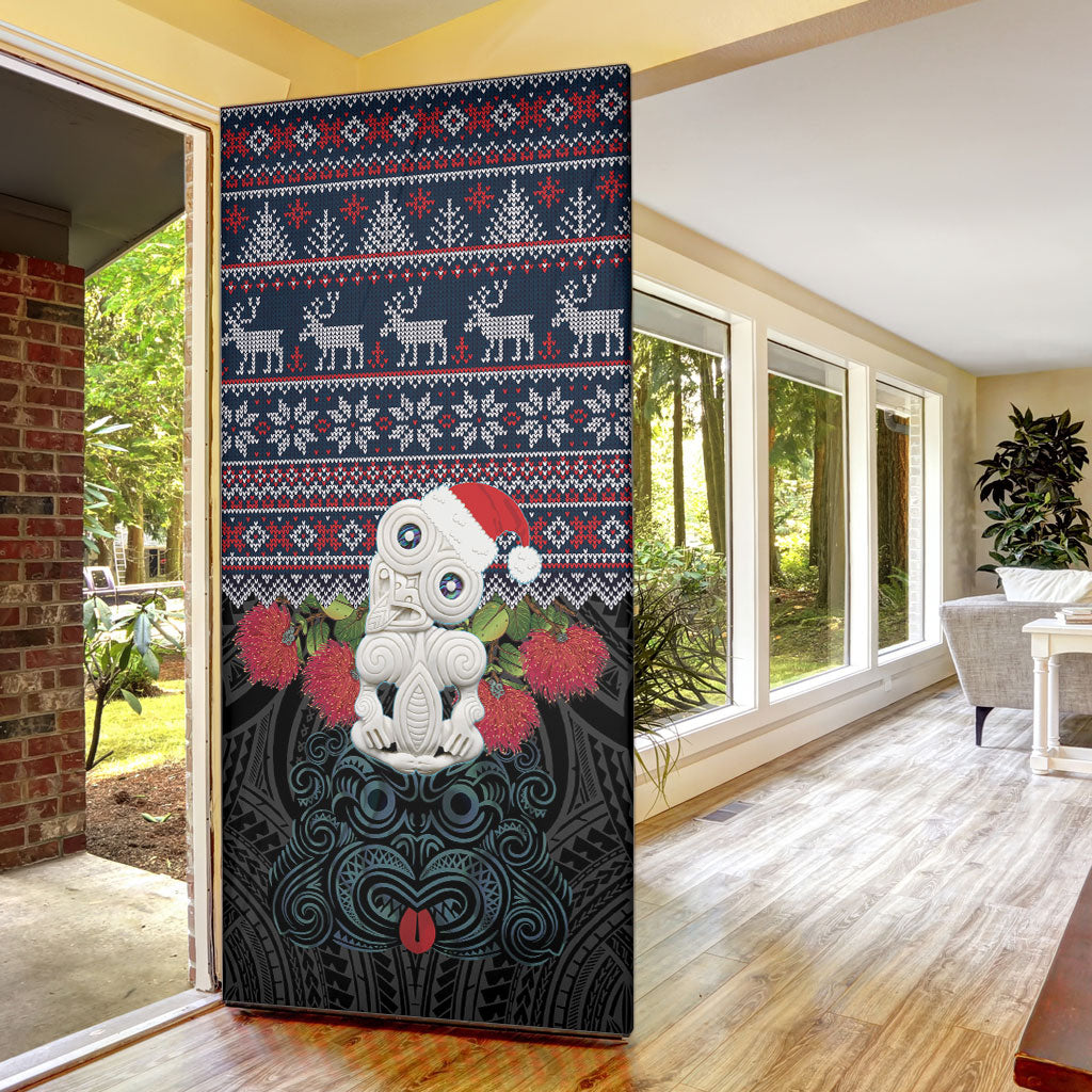 New Zealand Hei Tiki Christmas In July Door Cover Pohutukawa Santa Xmas Polynesian Pattern LT22 - Polynesian Pride