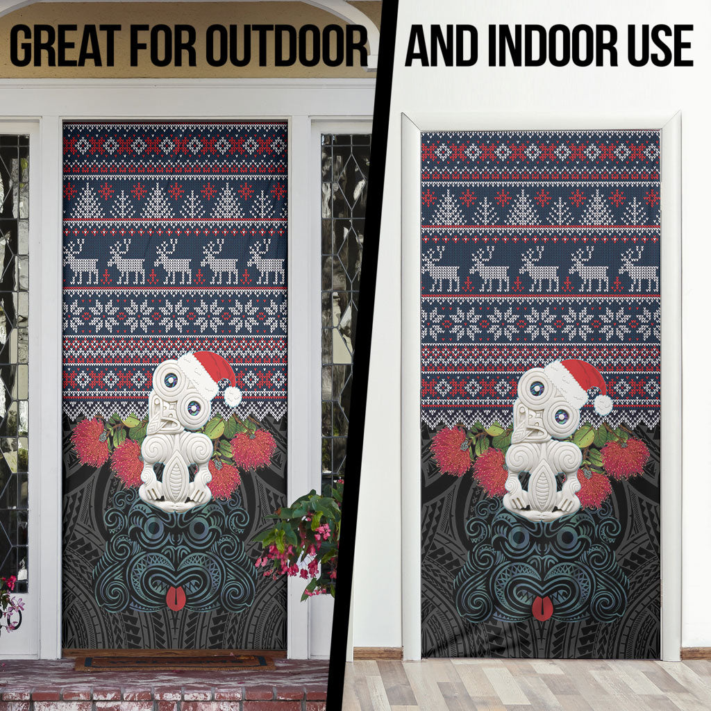 New Zealand Hei Tiki Christmas In July Door Cover Pohutukawa Santa Xmas Polynesian Pattern LT22 - Polynesian Pride