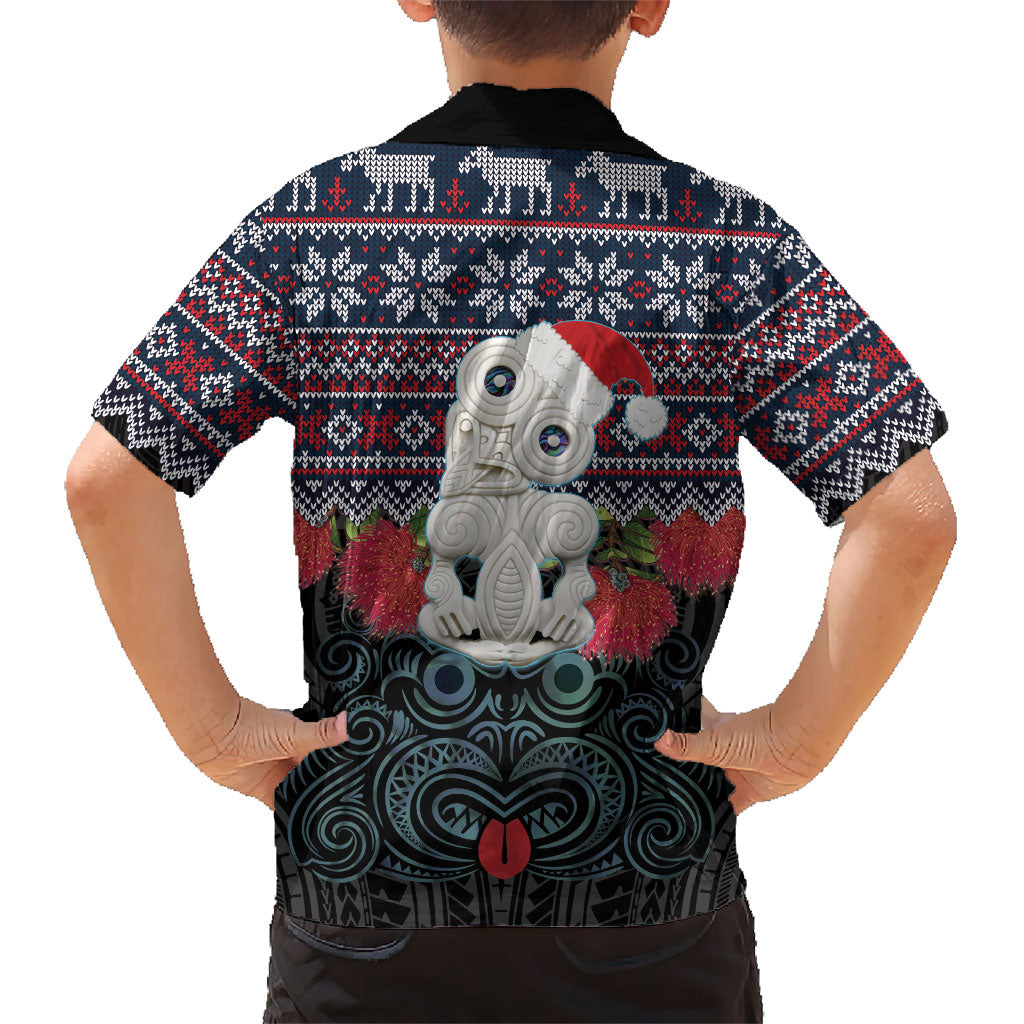 New Zealand Hei Tiki Christmas In July Family Matching Mermaid Dress and Hawaiian Shirt Pohutukawa Santa Xmas Polynesian Pattern LT22 - Polynesian Pride