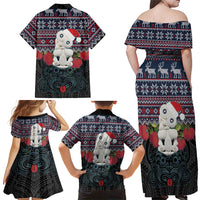 New Zealand Hei Tiki Christmas In July Family Matching Off Shoulder Maxi Dress and Hawaiian Shirt Pohutukawa Santa Xmas Polynesian Pattern LT22 - Polynesian Pride