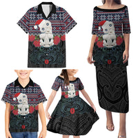New Zealand Hei Tiki Christmas In July Family Matching Puletasi and Hawaiian Shirt Pohutukawa Santa Xmas Polynesian Pattern LT22 - Polynesian Pride