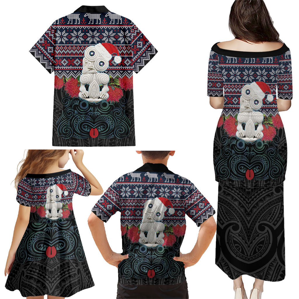 New Zealand Hei Tiki Christmas In July Family Matching Puletasi and Hawaiian Shirt Pohutukawa Santa Xmas Polynesian Pattern LT22 - Polynesian Pride