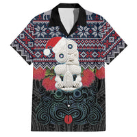 New Zealand Hei Tiki Christmas In July Family Matching Summer Maxi Dress and Hawaiian Shirt Pohutukawa Santa Xmas Polynesian Pattern LT22 Dad's Shirt - Short Sleeve Black - Polynesian Pride