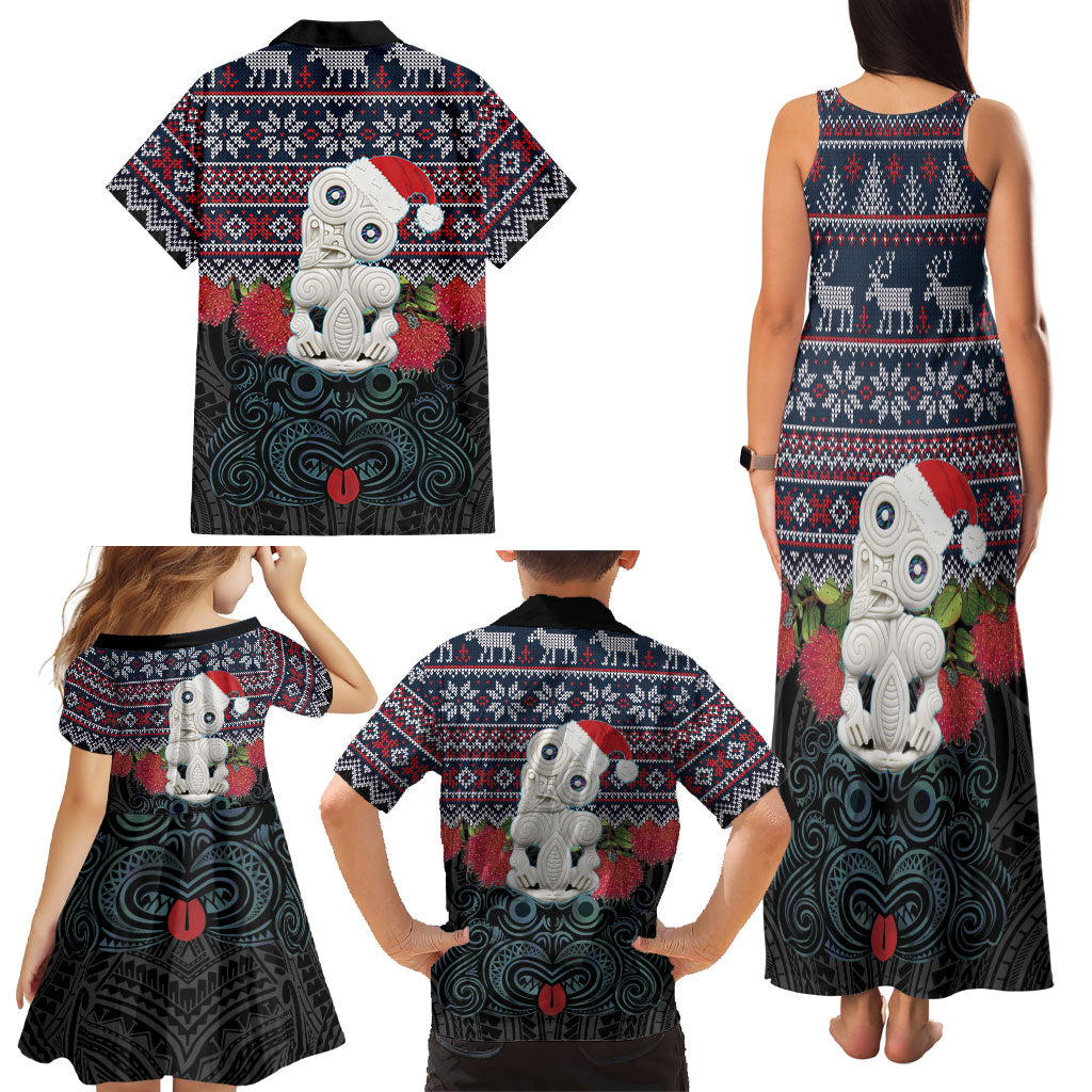New Zealand Hei Tiki Christmas In July Family Matching Tank Maxi Dress and Hawaiian Shirt Pohutukawa Santa Xmas Polynesian Pattern LT22 - Polynesian Pride