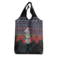 New Zealand Hei Tiki Christmas In July Grocery Bag Pohutukawa Santa Xmas Polynesian Pattern LT22 - Polynesian Pride