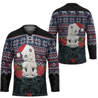 New Zealand Hei Tiki Christmas In July Hockey Jersey Pohutukawa Santa Xmas Polynesian Pattern LT22 - Polynesian Pride