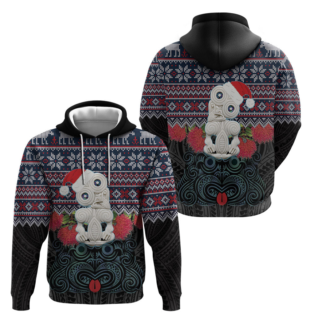 New Zealand Hei Tiki Christmas In July Hoodie Pohutukawa Santa Xmas Polynesian Pattern LT22 - Polynesian Pride