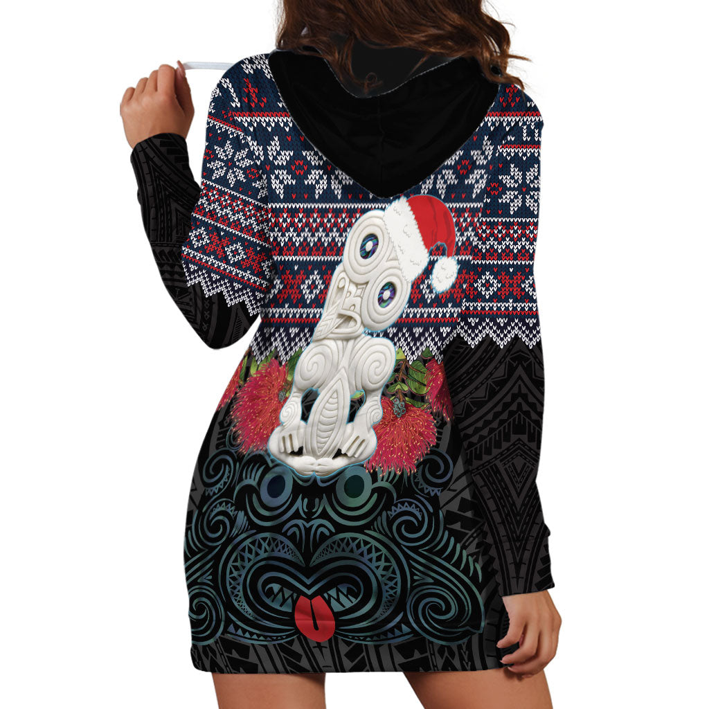 New Zealand Hei Tiki Christmas In July Hoodie Dress Pohutukawa Santa Xmas Polynesian Pattern LT22 - Polynesian Pride