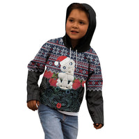 New Zealand Hei Tiki Christmas In July Kid Hoodie Pohutukawa Santa Xmas Polynesian Pattern LT22 - Polynesian Pride