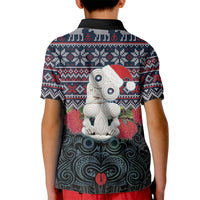 New Zealand Hei Tiki Christmas In July Kid Polo Shirt Pohutukawa Santa Xmas Polynesian Pattern LT22 - Polynesian Pride