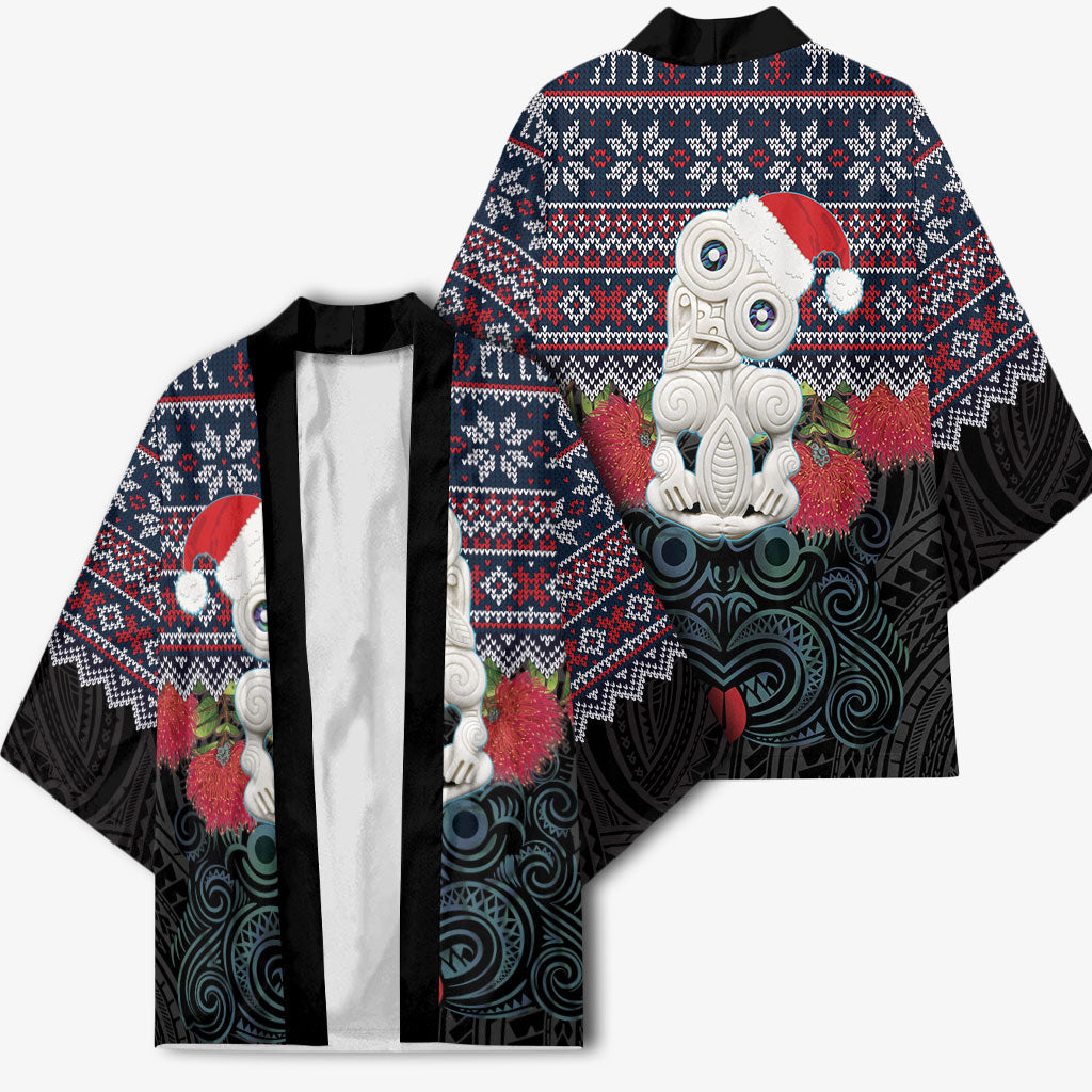 New Zealand Hei Tiki Christmas In July Kimono Pohutukawa Santa Xmas Polynesian Pattern LT22 - Polynesian Pride