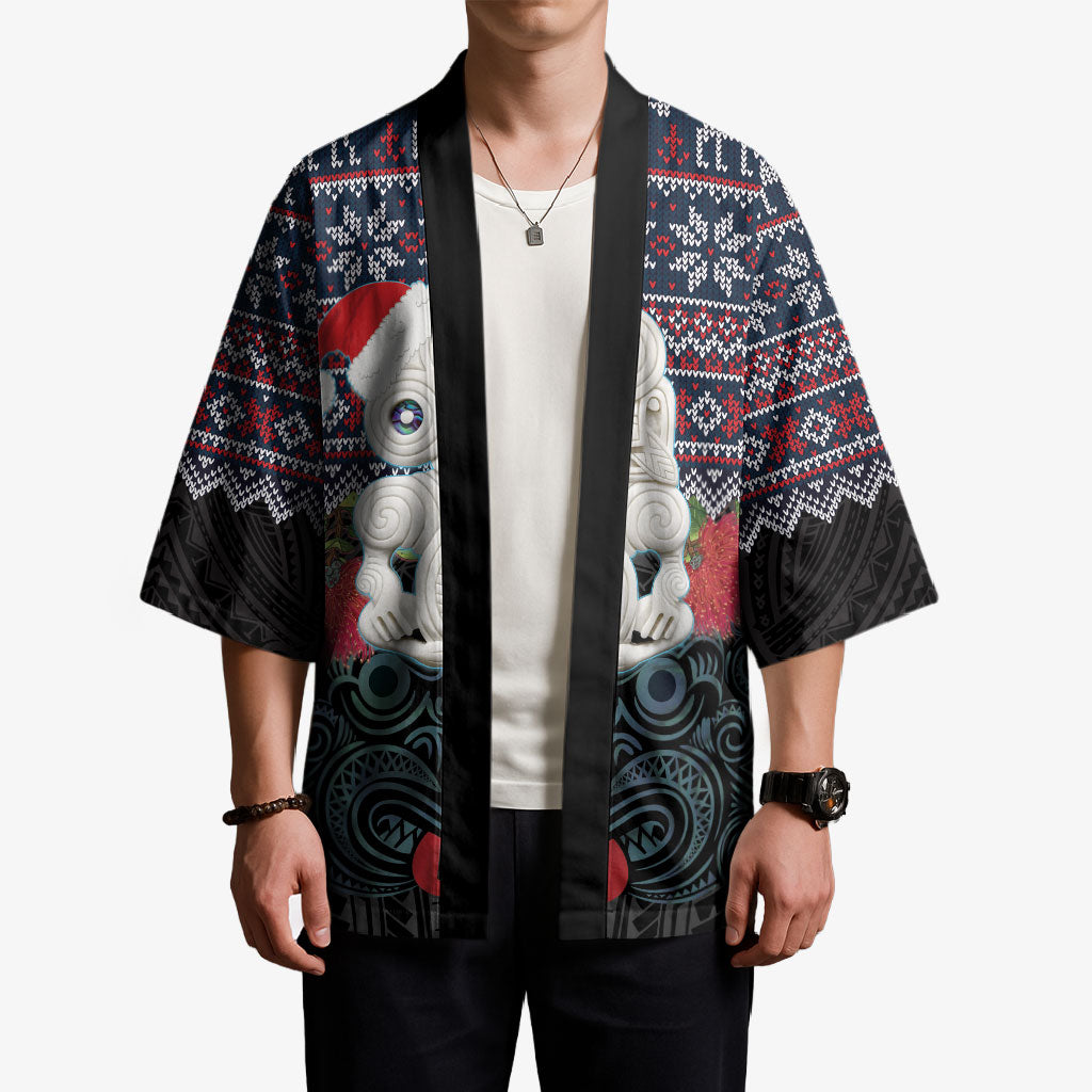 New Zealand Hei Tiki Christmas In July Kimono Pohutukawa Santa Xmas Polynesian Pattern LT22 - Polynesian Pride