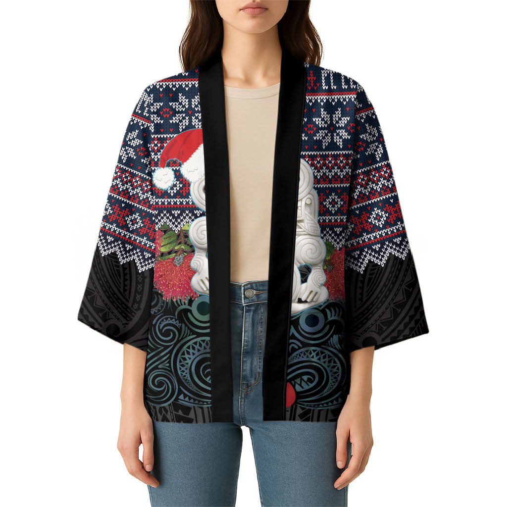 New Zealand Hei Tiki Christmas In July Kimono Pohutukawa Santa Xmas Polynesian Pattern LT22 - Polynesian Pride