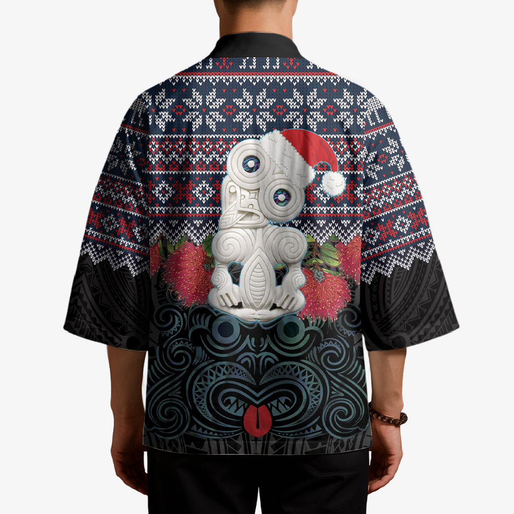 New Zealand Hei Tiki Christmas In July Kimono Pohutukawa Santa Xmas Polynesian Pattern LT22 - Polynesian Pride