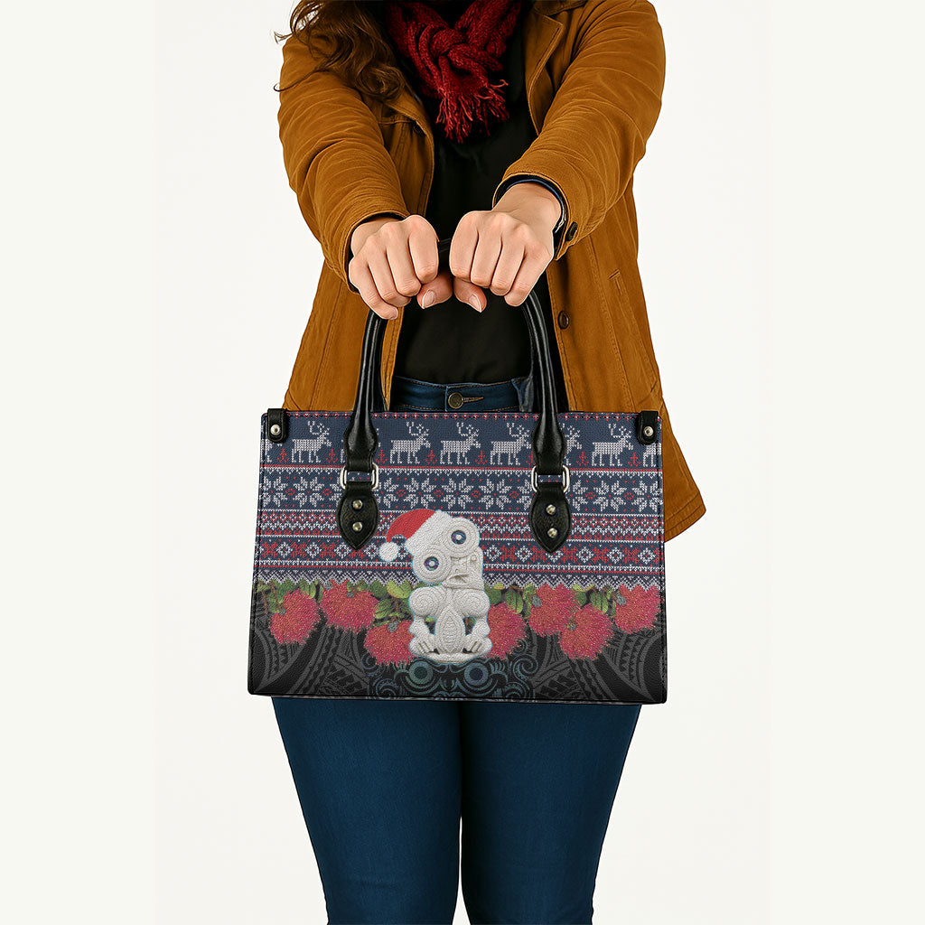 New Zealand Hei Tiki Christmas In July Leather Bag Pohutukawa Santa Xmas Polynesian Pattern LT22 - Polynesian Pride
