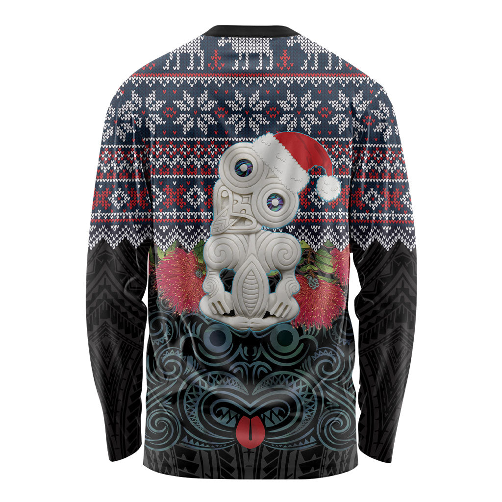 New Zealand Hei Tiki Christmas In July Long Sleeve Shirt Pohutukawa Santa Xmas Polynesian Pattern LT22 - Polynesian Pride