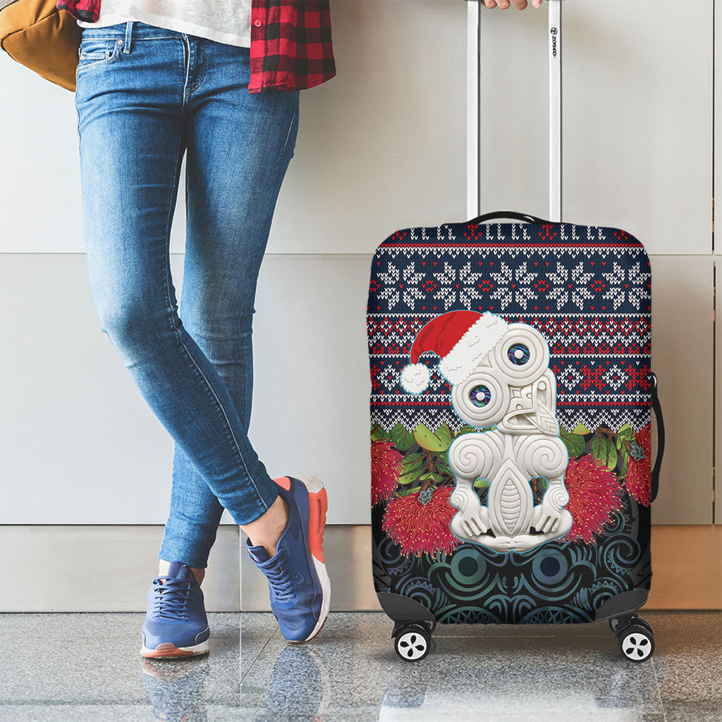 New Zealand Hei Tiki Christmas In July Luggage Cover Pohutukawa Santa Xmas Polynesian Pattern LT22 - Polynesian Pride