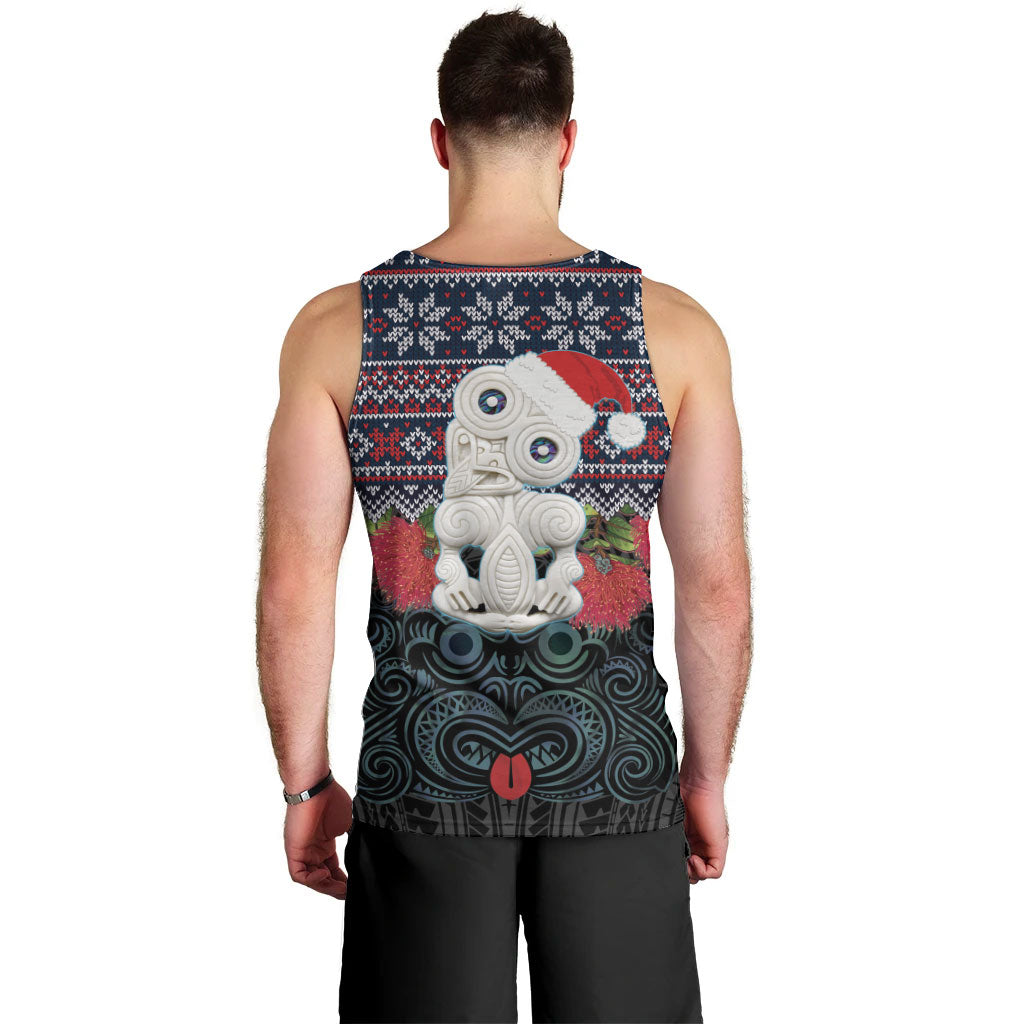 New Zealand Hei Tiki Christmas In July Men Tank Top Pohutukawa Santa Xmas Polynesian Pattern LT22 - Polynesian Pride