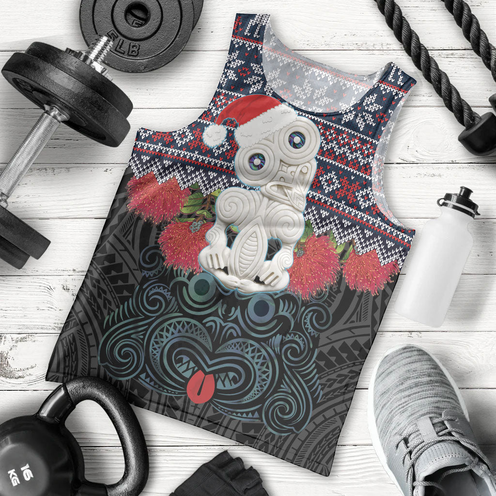 New Zealand Hei Tiki Christmas In July Men Tank Top Pohutukawa Santa Xmas Polynesian Pattern LT22 - Polynesian Pride