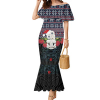 New Zealand Hei Tiki Christmas In July Mermaid Dress Pohutukawa Santa Xmas Polynesian Pattern LT22 Women Black - Polynesian Pride