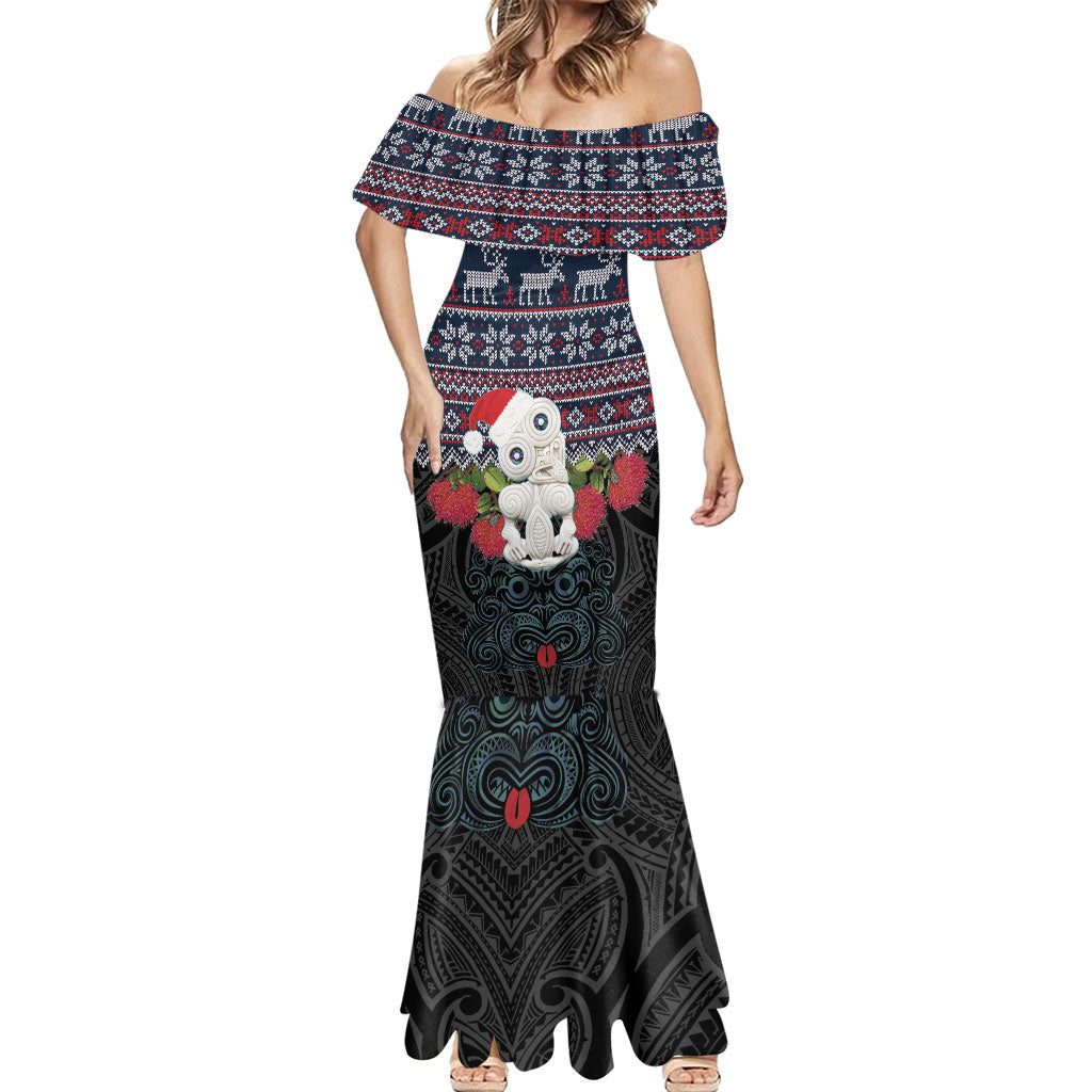 New Zealand Hei Tiki Christmas In July Mermaid Dress Pohutukawa Santa Xmas Polynesian Pattern LT22 - Polynesian Pride